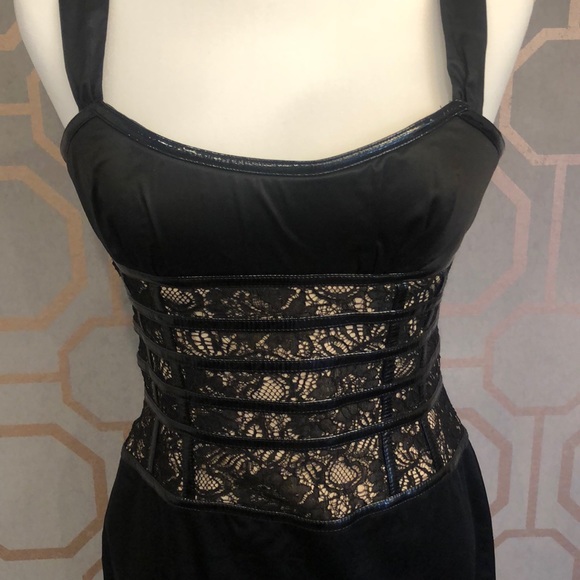 Bebe Matte Satin and Lace Dress - Picture 1 of 4